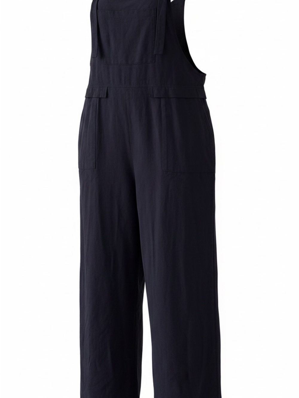 Women's Black Relaxed Linen-Blend Overalls